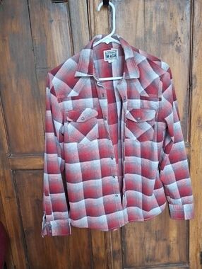 Converse Red and White Plaid Snap-Front Shirt/Jacket. Unisex.